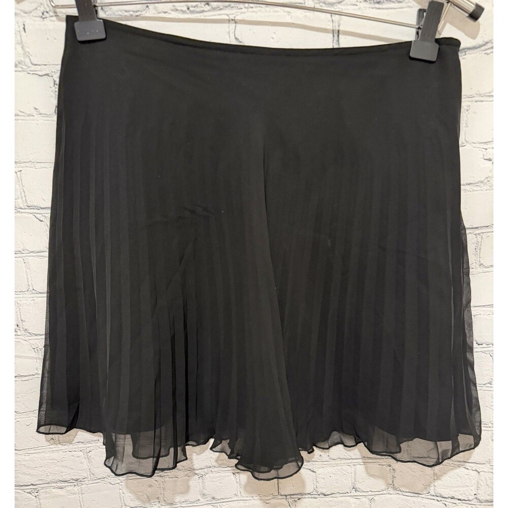 Vintage Express Pleated Black Chiffon Side Zip Skirt Juniors Size 5/6